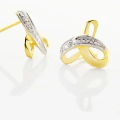 Boucles D'oreilles Puces Volute Or Jaune Diamant