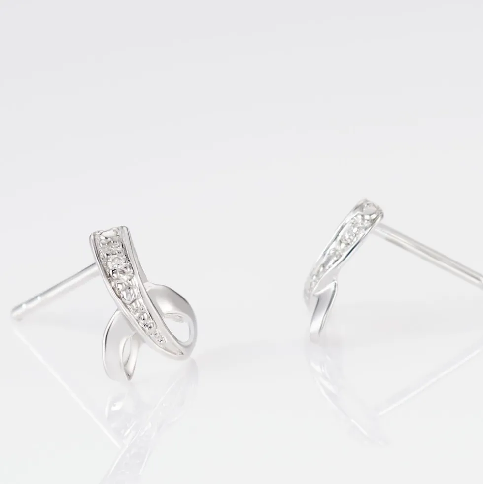 Boucles D'oreilles Puces Volute Or Blanc Diamant