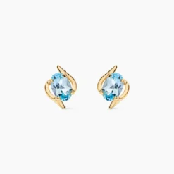 Boucles D'oreilles Puces Vrille Ovale Or Jaune Topaze