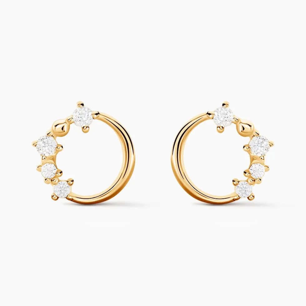 Boucles D'oreilles Puces Wenona Or Jaune Oxyde De Zirconium