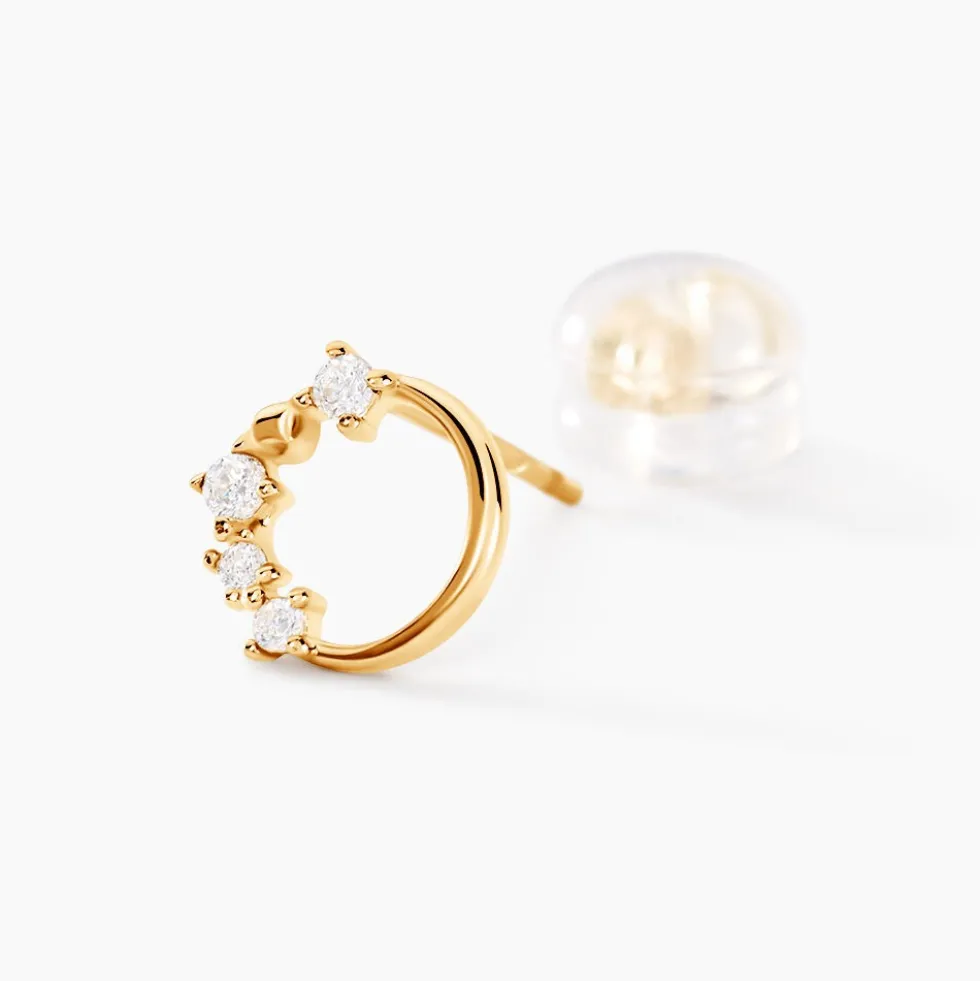 Boucles D'oreilles Puces Wenona Or Jaune Oxyde De Zirconium