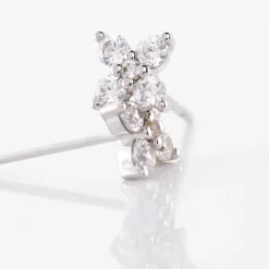 Boucles D'oreilles Puces Winter Flower Or Blanc Oxyde De Zirconium