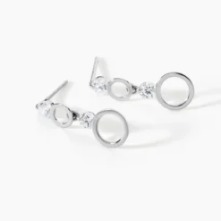 Boucles D'oreilles Puces Wynona Or Blanc Oxyde