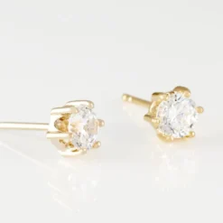 Boucles D'oreilles Puces Yléna Plaqué Or Jaune Oxyde De Zirconium