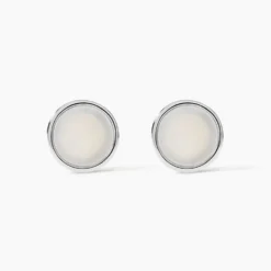 Boucles D'oreilles Puces Zealie Argent Blanc Nacre
