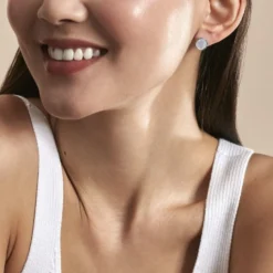 Boucles D'oreilles Puces Zealie Argent Blanc Nacre