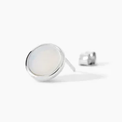 Boucles D'oreilles Puces Zealie Argent Blanc Nacre