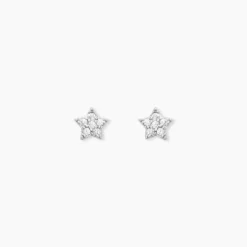 Boucles D'oreilles Puces Ziya Argent Blanc Oxyde De Zirconium