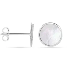 Boucles D'oreilles Puces Zoelle Argent Blanc Nacre