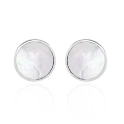 Boucles D'oreilles Puces Zoelle Argent Blanc Nacre