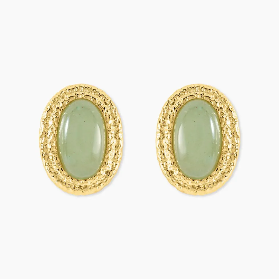 Boucles D'Oreilles Ria Puces Acier Jaune Aventurine