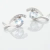 Boucles D'oreilles Sagesse Or Blanc Topaze Oxyde