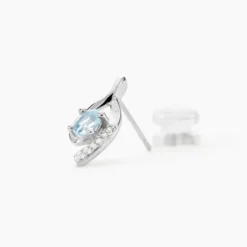 Boucles D'oreilles Sagesse Or Blanc Topaze Oxyde