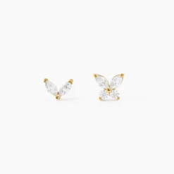 Boucles D'Oreillesucles D'Oreilles Dépareillées Balazs Or Jaune Oxyde De Zirconium