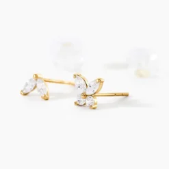 Boucles D'Oreillesucles D'Oreilles Dépareillées Balazs Or Jaune Oxyde De Zirconium