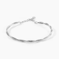 Bracelet Abie Torsade Argent Blanc