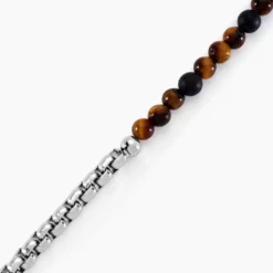 Bracelet Acier Blanc Christiano œil De Tigre Onyx