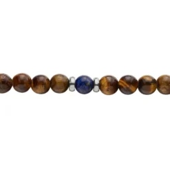 Bracelet Acier Blanc Delfino œil De Tigre Sodalite