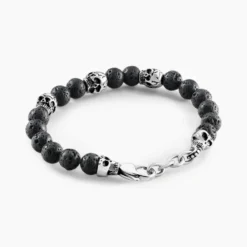 Bracelet Acier Blanc Hantz Pierre De Lave