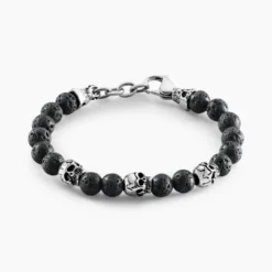 Bracelet Acier Blanc Hantz Pierre De Lave