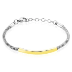 Bracelet Aedan Maille Popcorn Acier Bicolore