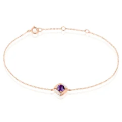 Bracelet Anaelle Or Rose Amethyste Et Diamant
