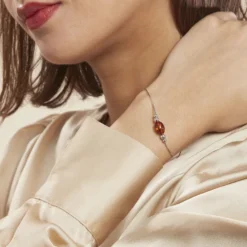 Bracelet Argent Blanc Safaa Ambre