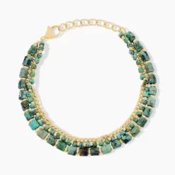 Bracelet Athena Acier Doré Jaspe Africain