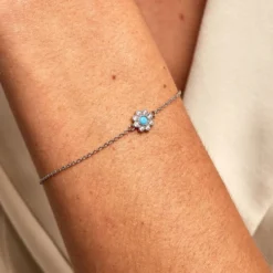 Bracelet Aurel Argent Blanc Turquoise Oxyde De Zirconium