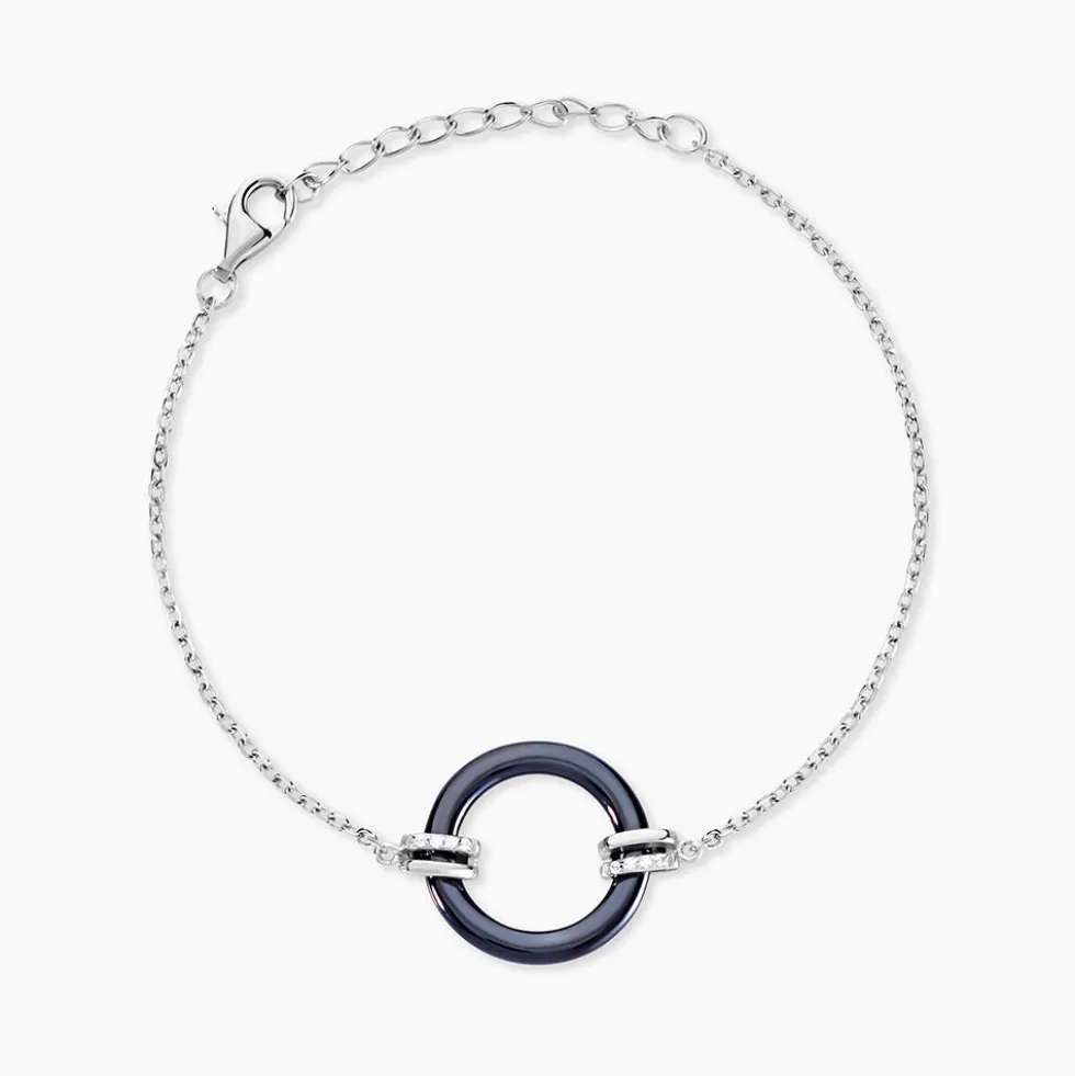 Bracelet Bertillianne Argent Blanc Céramique Et Oxyde De Zirconium