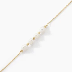 Bracelet Bron Or Jaune Perle De Culture