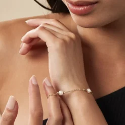 Bracelet Cannelle Or Jaune Perle De Culture