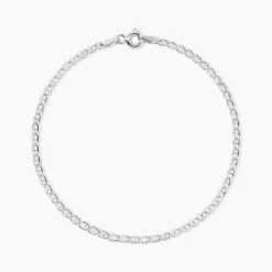 Bracelet Capucin Or Blanc Maille Marine Plate