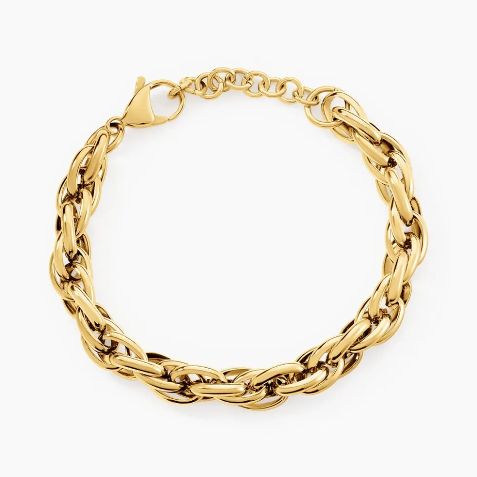Bracelet Chaine Epaisse Acier Dore Dusty