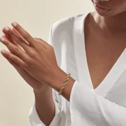 Bracelet Chaine Epaisse Acier Dore Dusty