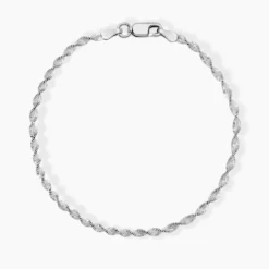 Bracelet Ciana Torsade Diamante Argent Blanc