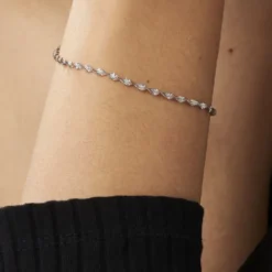 Bracelet Ciana Torsade Diamante Argent Blanc
