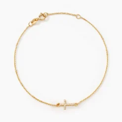 Bracelet Cobeia Croix Maille Forçat Or Jaune Oxyde De Zirconium