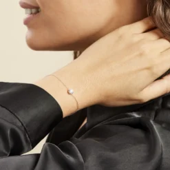 Bracelet Columbine Or Blanc Oxyde De Zirconium Blanc