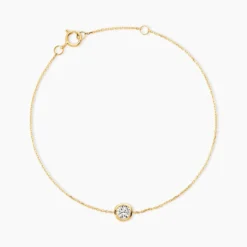 Bracelet Columbine Or Jaune Oxyde De Zirconium Blanc