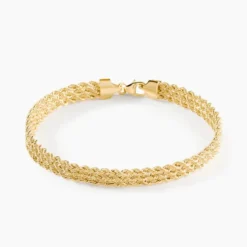 Bracelet Cordelia Maille Corde 3 Rangs Or Jaune