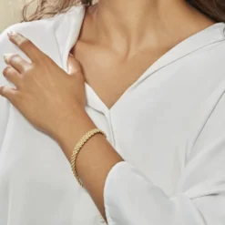Bracelet Cordelia Maille Corde 3 Rangs Or Jaune