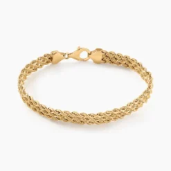 Bracelet Cordelia Maille Corde 3 Rangs Or Jaune