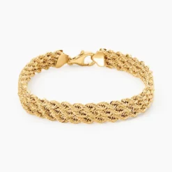 Bracelet Cordelia Maille Corde 3 Rangs Or Jaune