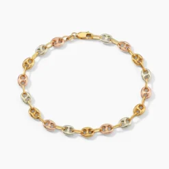 Bracelet Dami Maille Grain De Café Or Tricolore