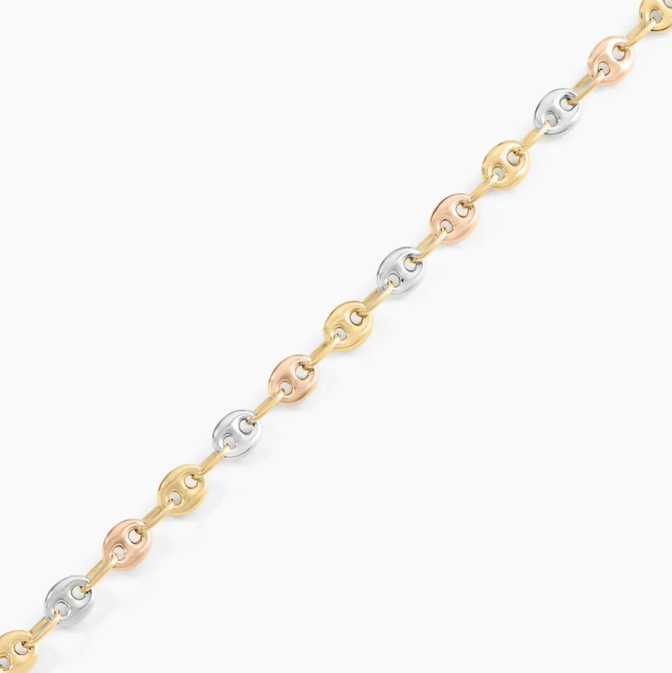 Bracelet Dami Maille Grain De Café Or Tricolore