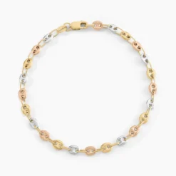 Bracelet Dami Maille Grain De Café Or Tricolore