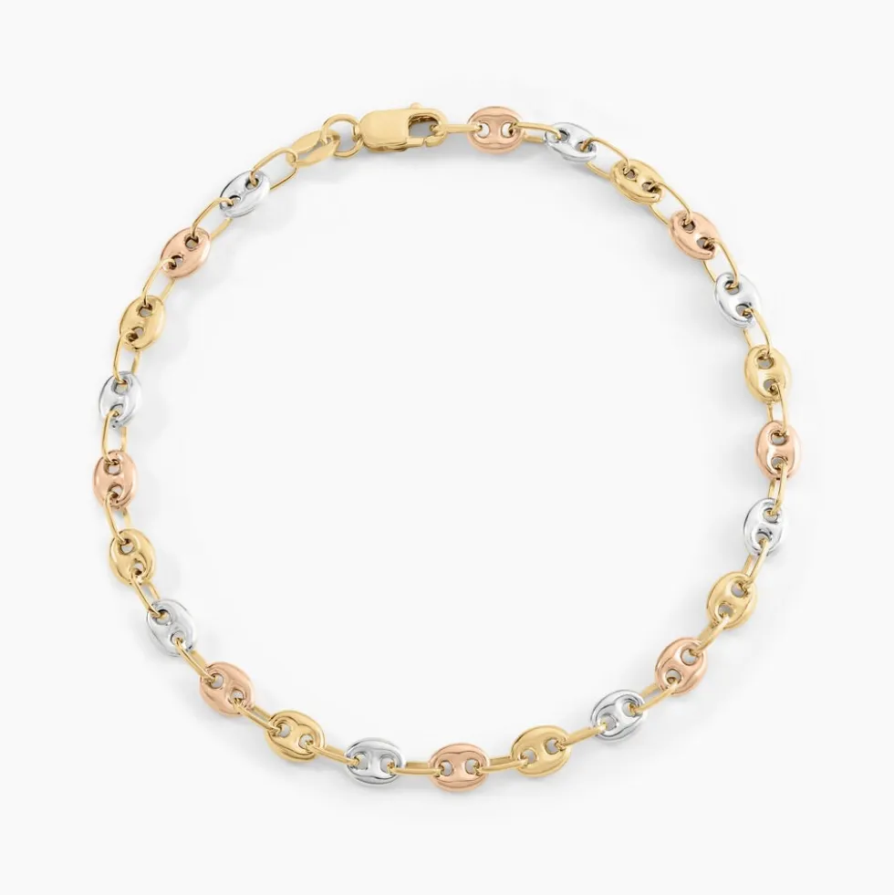 Bracelet Dami Maille Grain De Café Or Tricolore