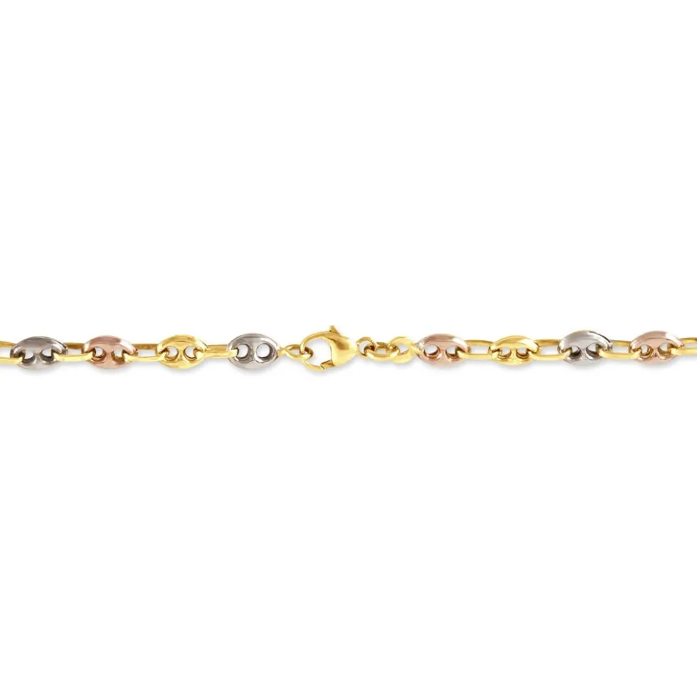Bracelet Dami Maille Grain De Café Or Tricolore