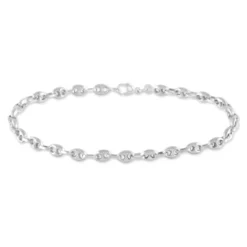 Bracelet Dami Maille Grain De Cafe Or Blanc